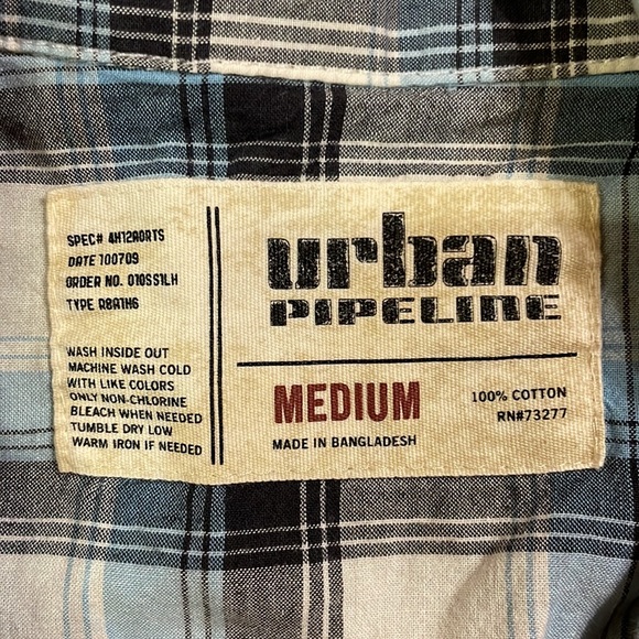 Urban Pipeline Men’s Medium Plaid Shirt - Picture 4 of 4
